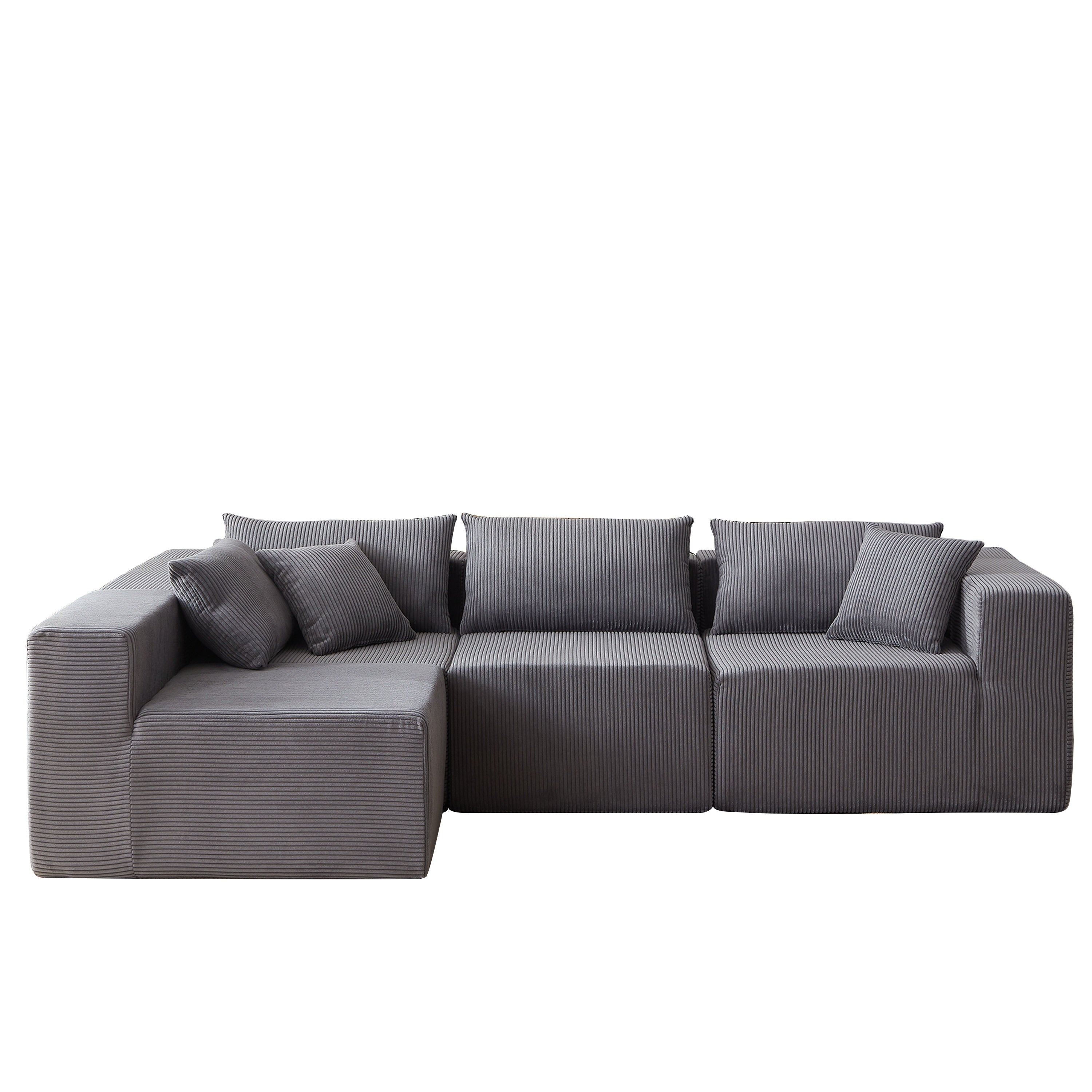 104-Inch Corduroy Modular L Shaped Sectional Sofa,Luxury Floor Couch Set,Upholstered Indoor Furniture,Foam-Filled Compressed Sofa for Living Room,Bedroom,4 PC Free Combination