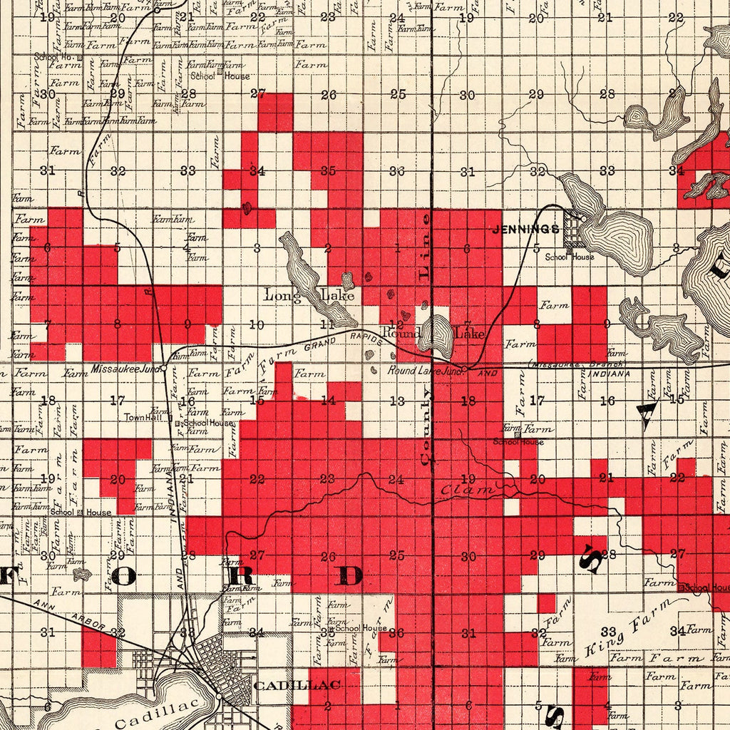 Vintage Map of Cadillac Tract, 1900