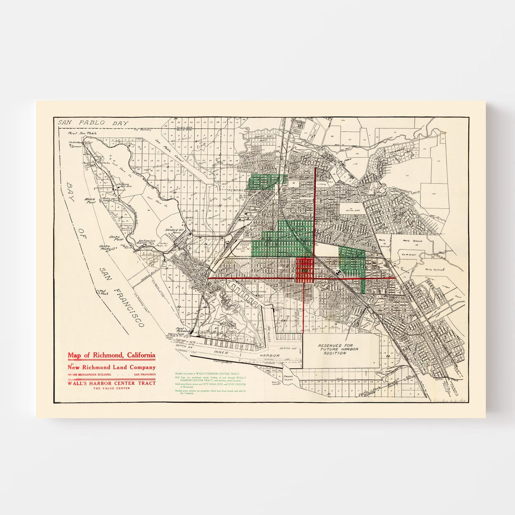 Vintage Map of Richmond, California 1910
