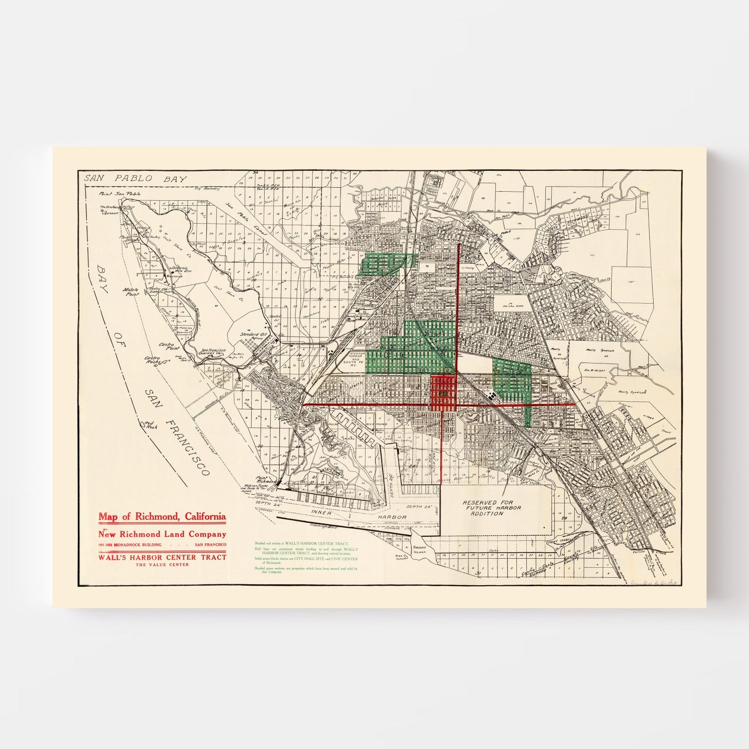 Vintage Map of Richmond, California 1910