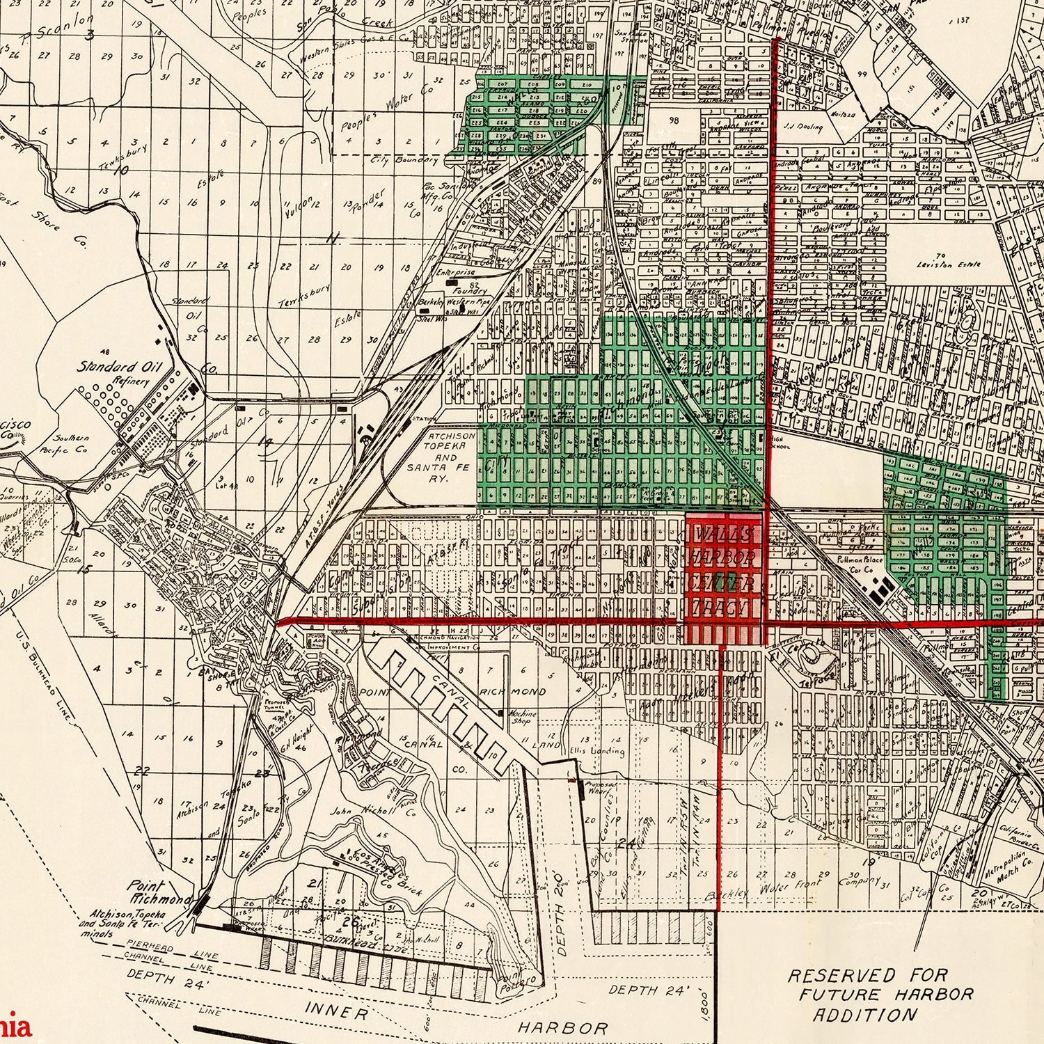 Vintage Map of Richmond, California 1910