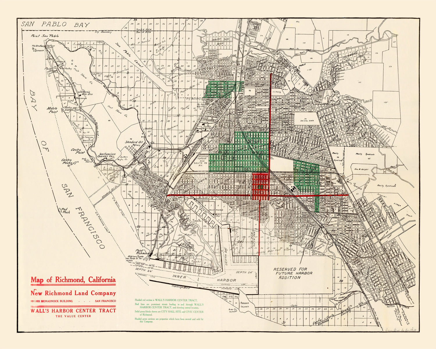Vintage Map of Richmond, California 1910