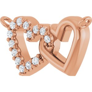14K Rose Gold .05 CTW Natural Diamond Petite Double Interlocking Heart Necklace Center
