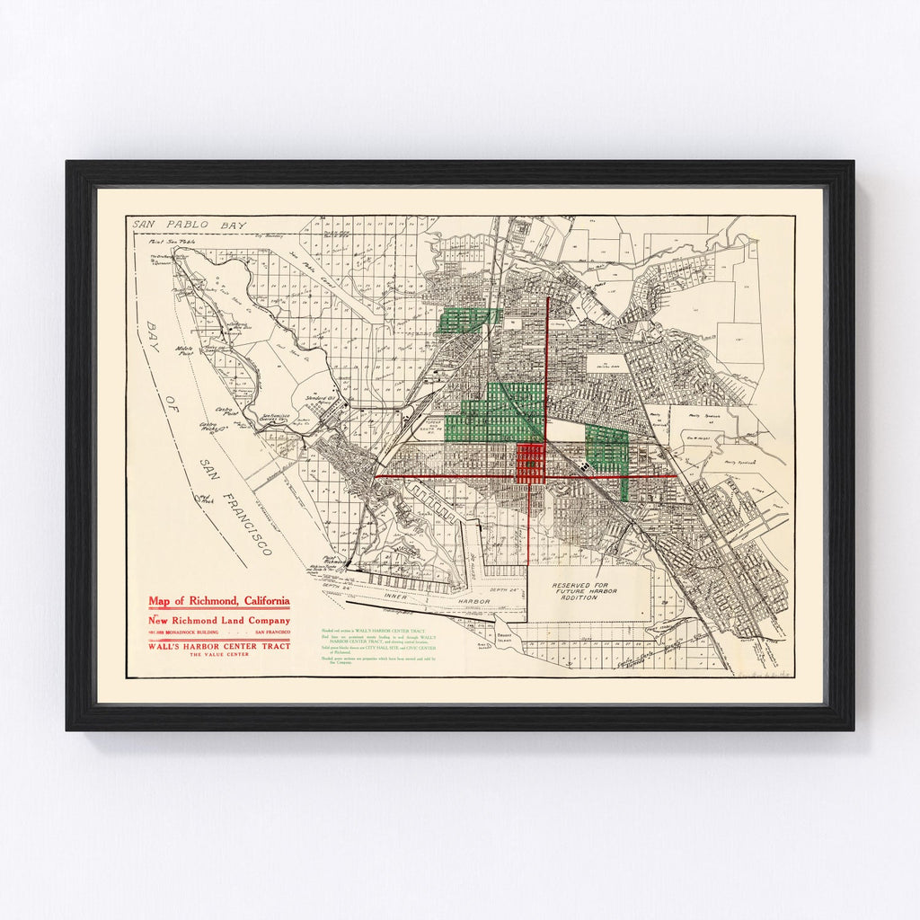 Vintage Map of Richmond, California 1910