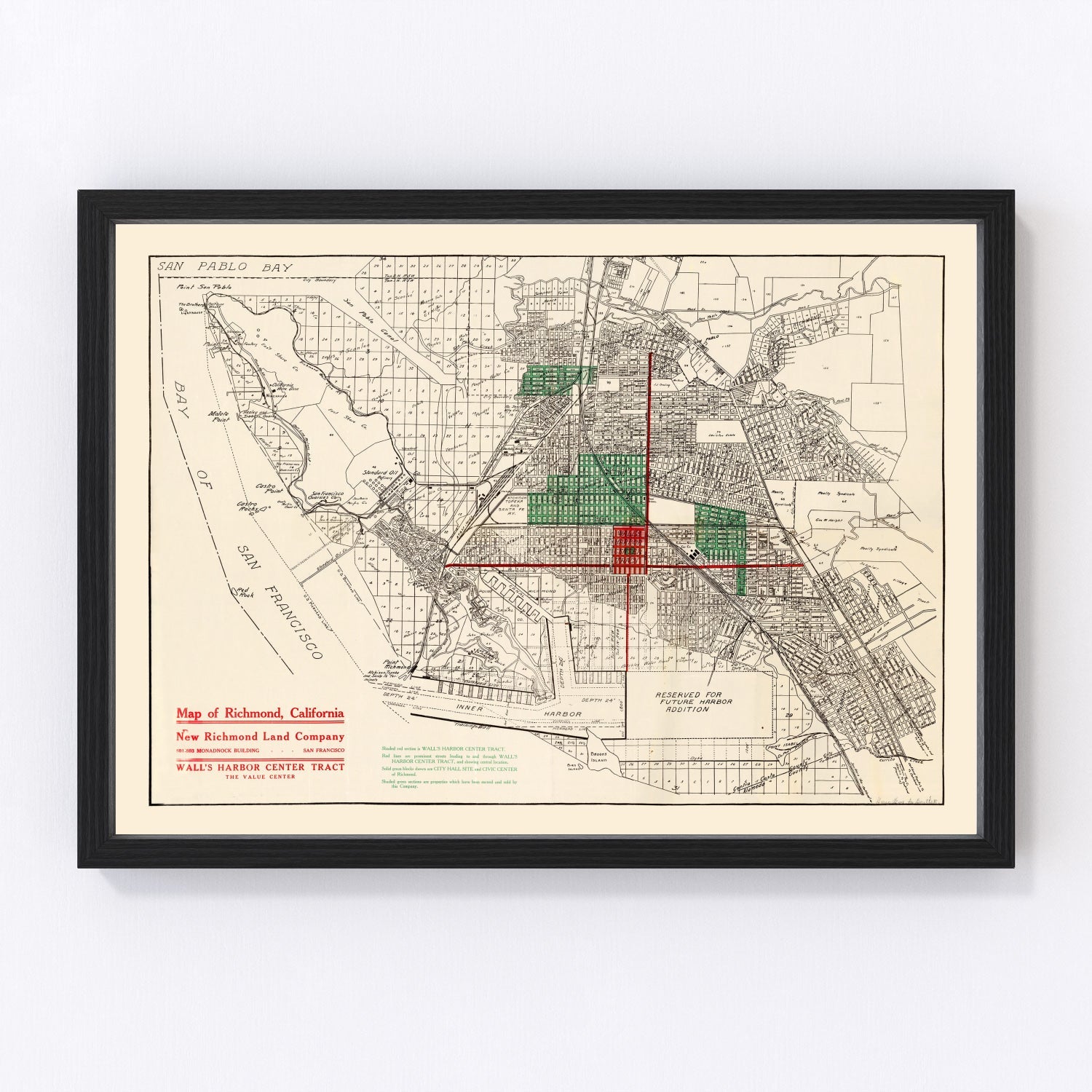 Vintage Map of Richmond, California 1910
