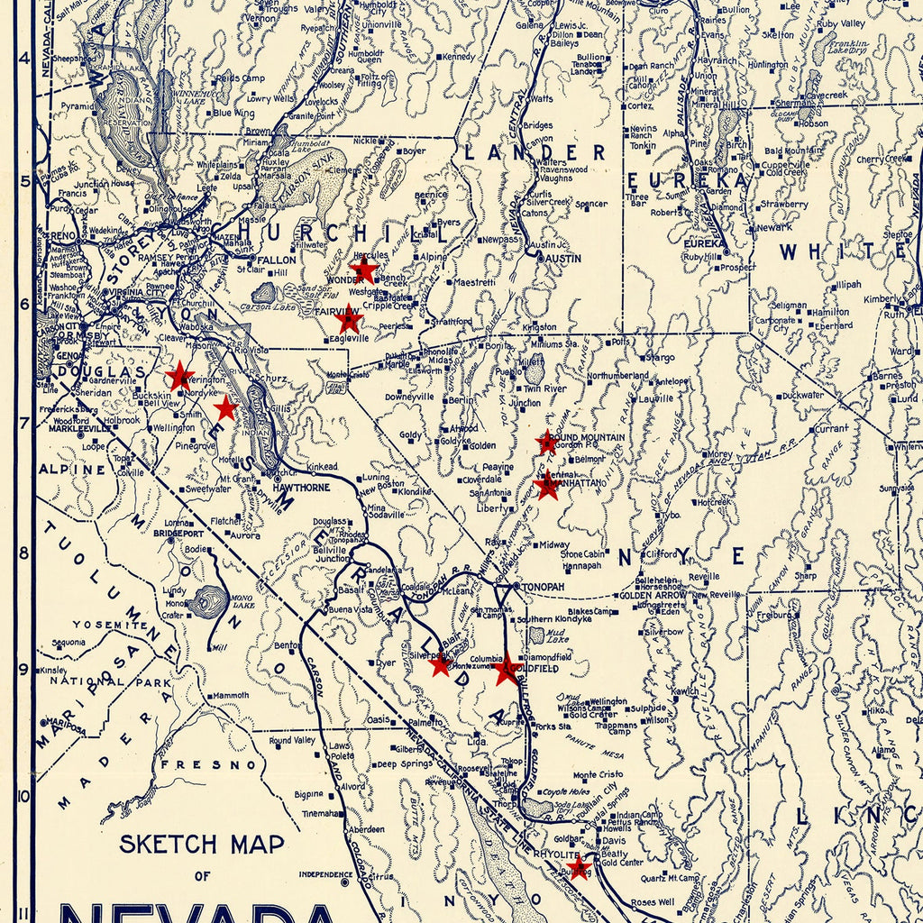 Vintage Map of Nevada 1906