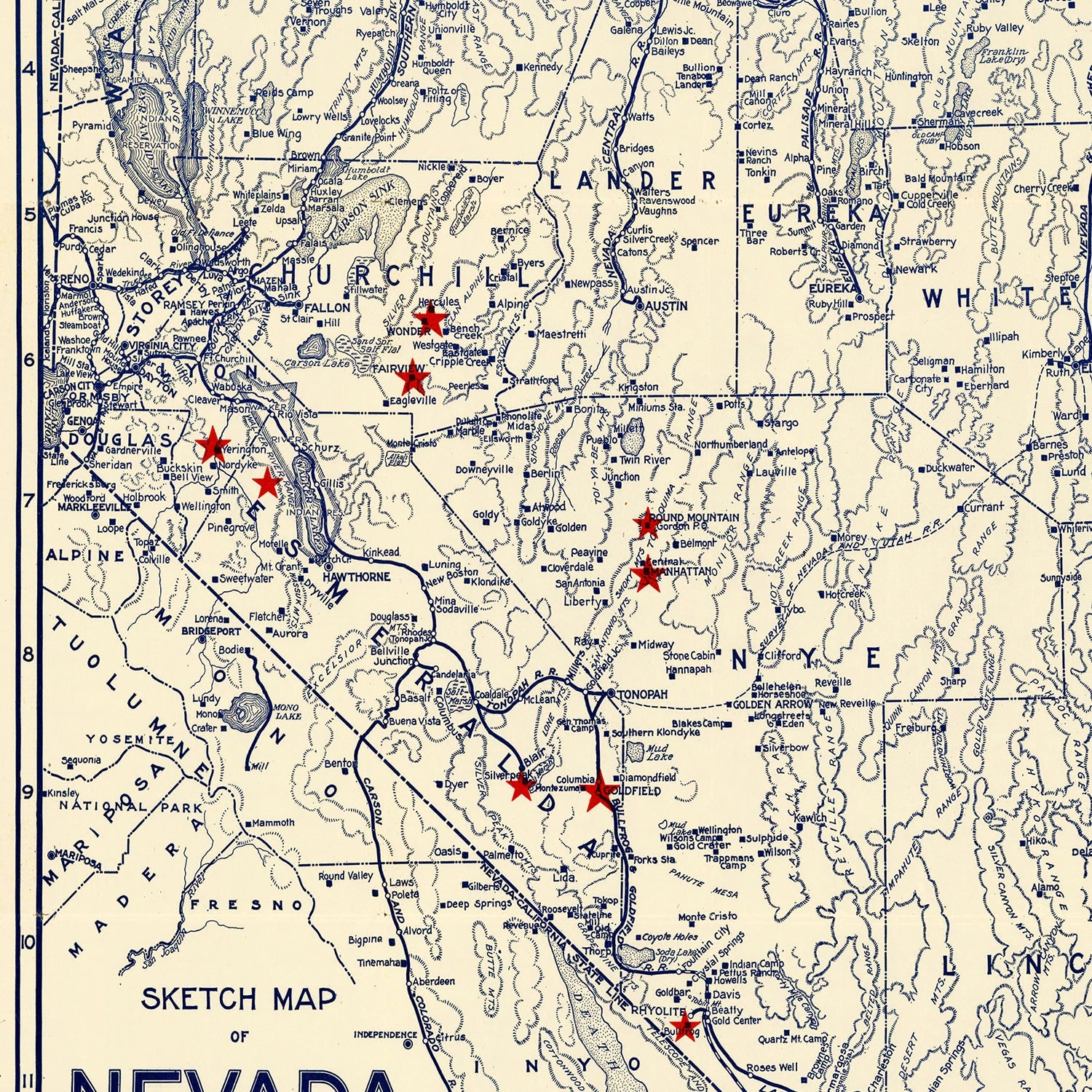 Vintage Map of Nevada 1906