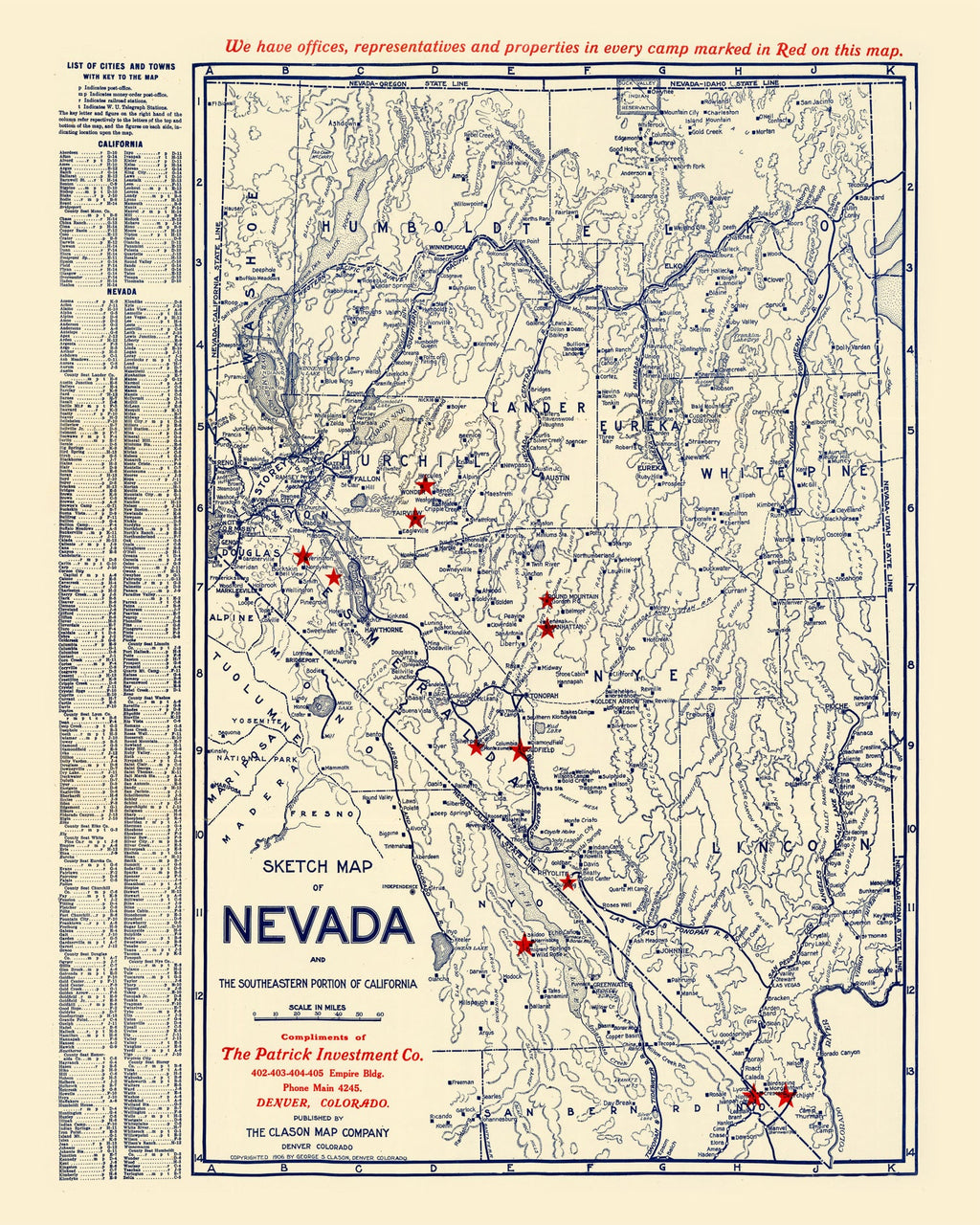 Vintage Map of Nevada 1906