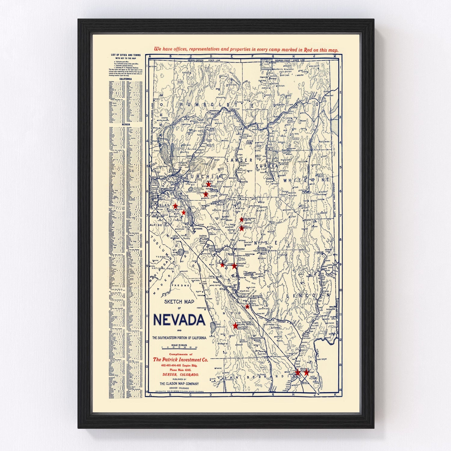 Vintage Map of Nevada 1906