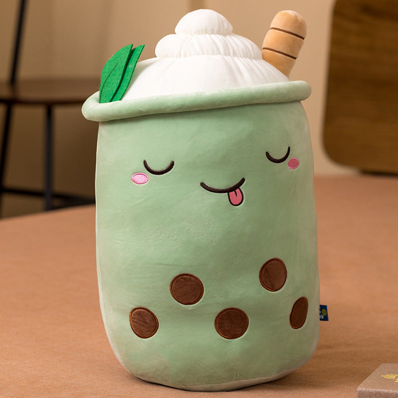 Milk Tea Cup Plush Pillow – Soft Fruit-Themed Creative Doll for Home Decor