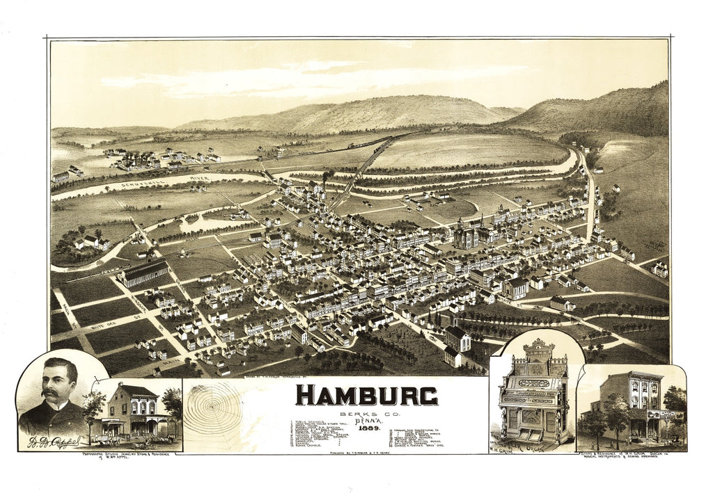 Vintage Map of Hamburg, Pennsylvania 1889