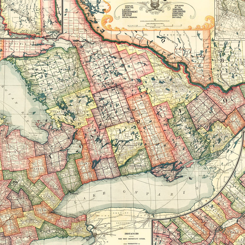 Vintage Map of Ontario, 1899