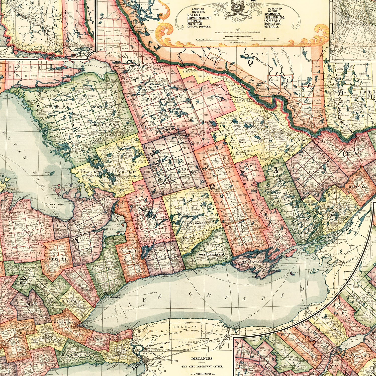 Vintage Map of Ontario, 1899