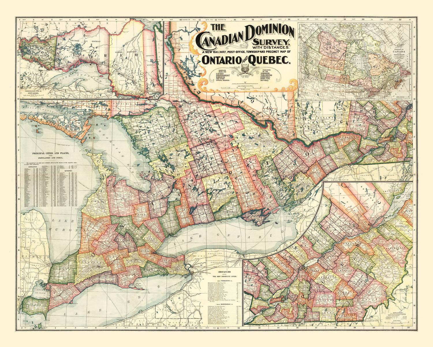 Vintage Map of Ontario, 1899