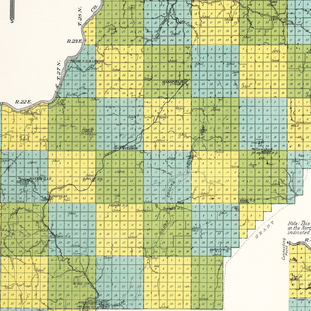 Vintage Map of Douglas County, Washington 1915