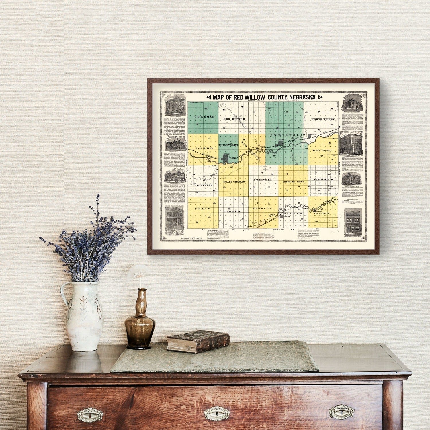 Vintage Map of Red Willow County, Nebraska 1890