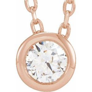 14K Rose Gold 1/10 CT Natural Diamond Bezel-Set 16-18" Necklace