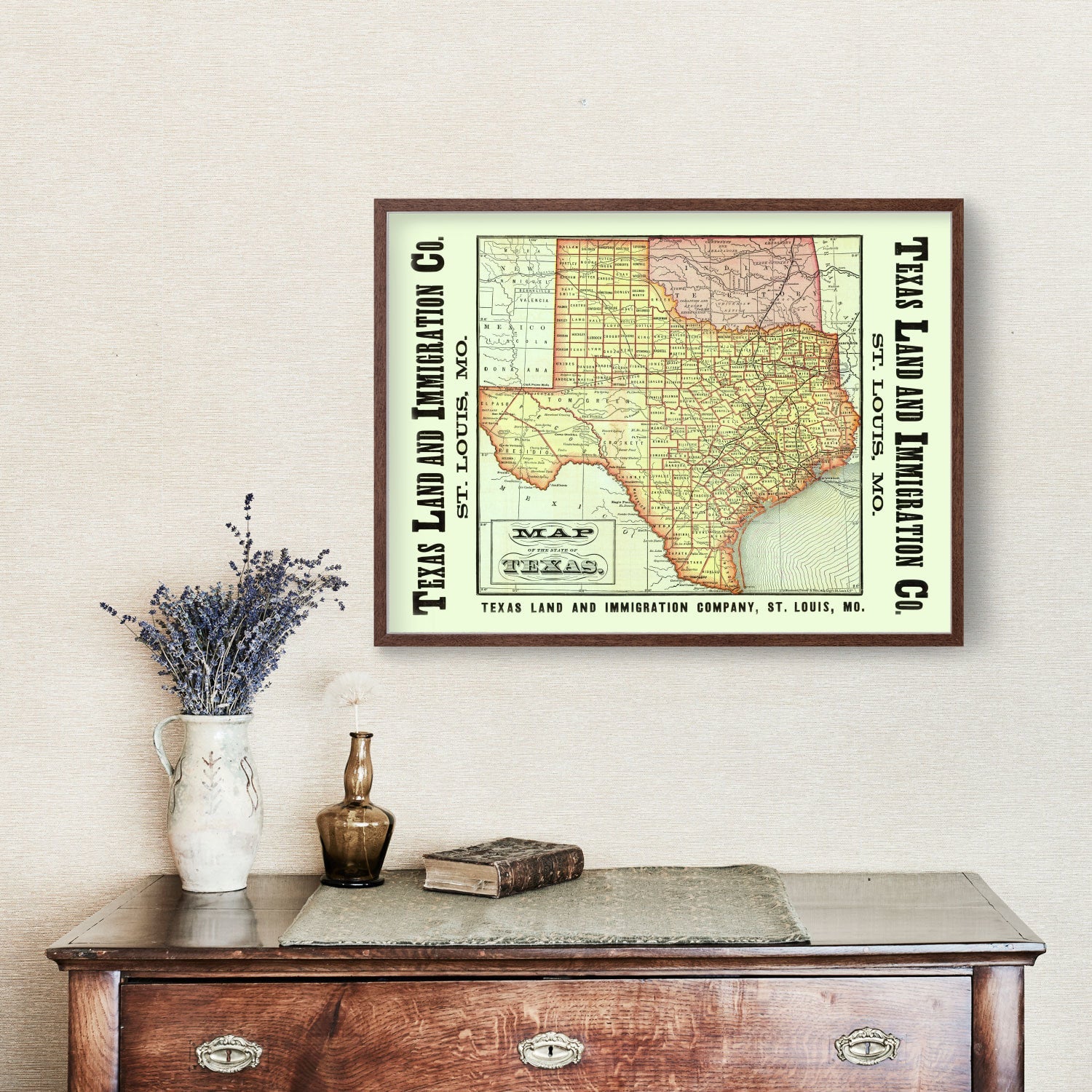 Vintage Map of Texas 1876