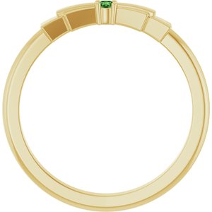 14K Yellow Gold Natural Green Tourmaline Stackable Ring