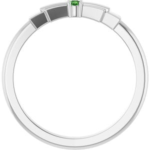 14K White Gold Natural Green Tourmaline Stackable Ring