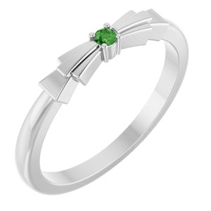 Platinum Natural Green Tourmaline Stackable Ring
