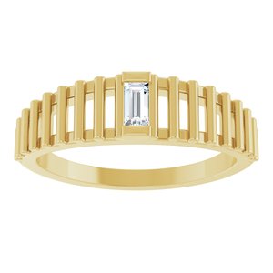 14K Yellow Gold 1/10 CT Natural Diamond Solitaire Ring