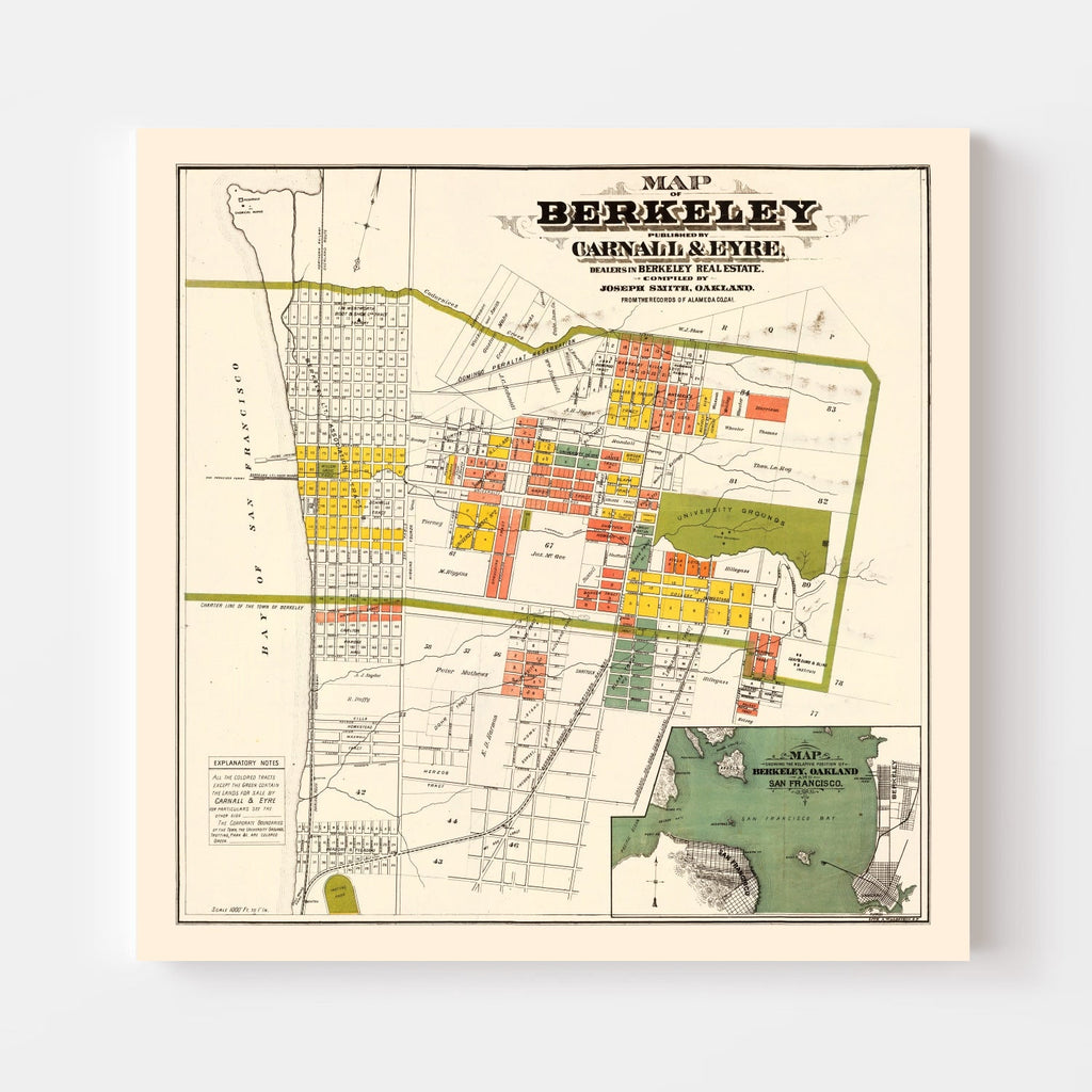 Vintage Map of Berkeley, California 1880