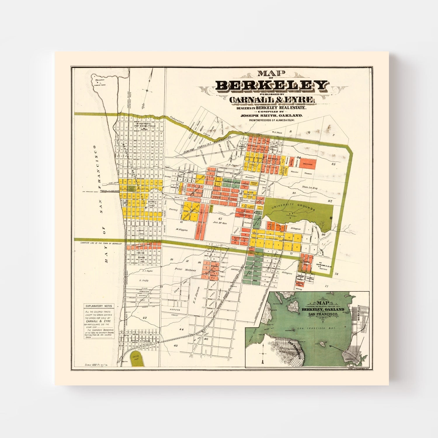 Vintage Map of Berkeley, California 1880