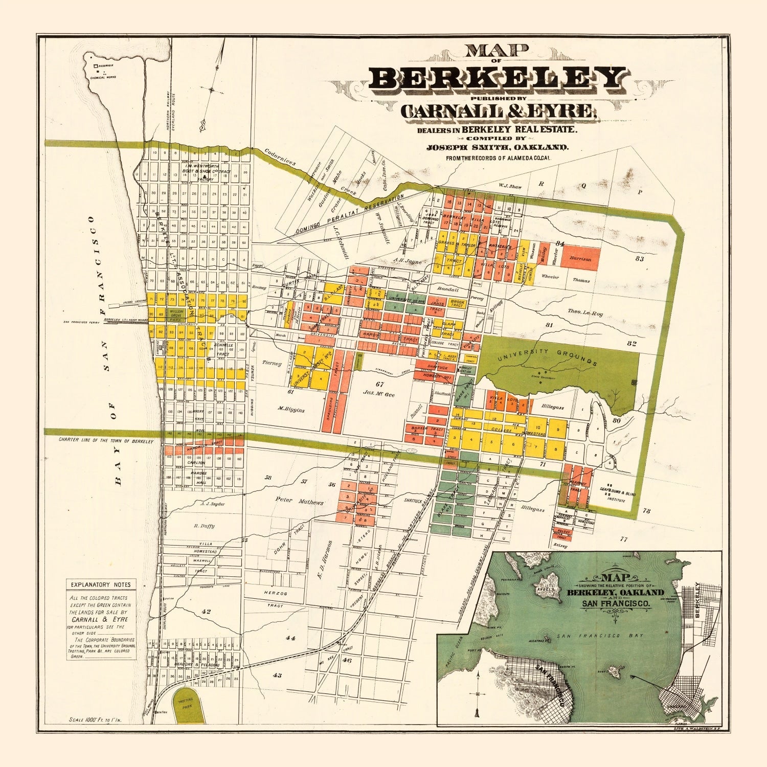 Vintage Map of Berkeley, California 1880