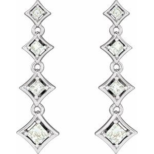 18K White Gold 3/4 CTW Natural Diamond Journey Earrings – image 2