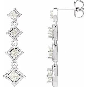 14K White Gold 1/3 CTW Natural Diamond Journey Earring