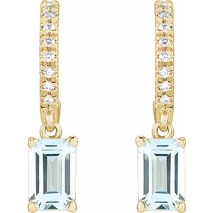 14K Yellow Gold Natural Sky Blue Topaz & .08 CTW Natural Diamond French-Set Hoop Earrings