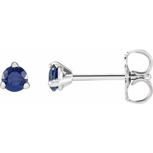 Sterling Silver 3 mm Natural Blue Sapphire Earrings