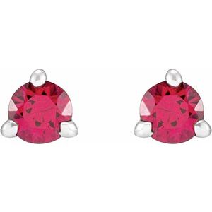14K White Gold 3 mm Natural Ruby Earrings – image 3