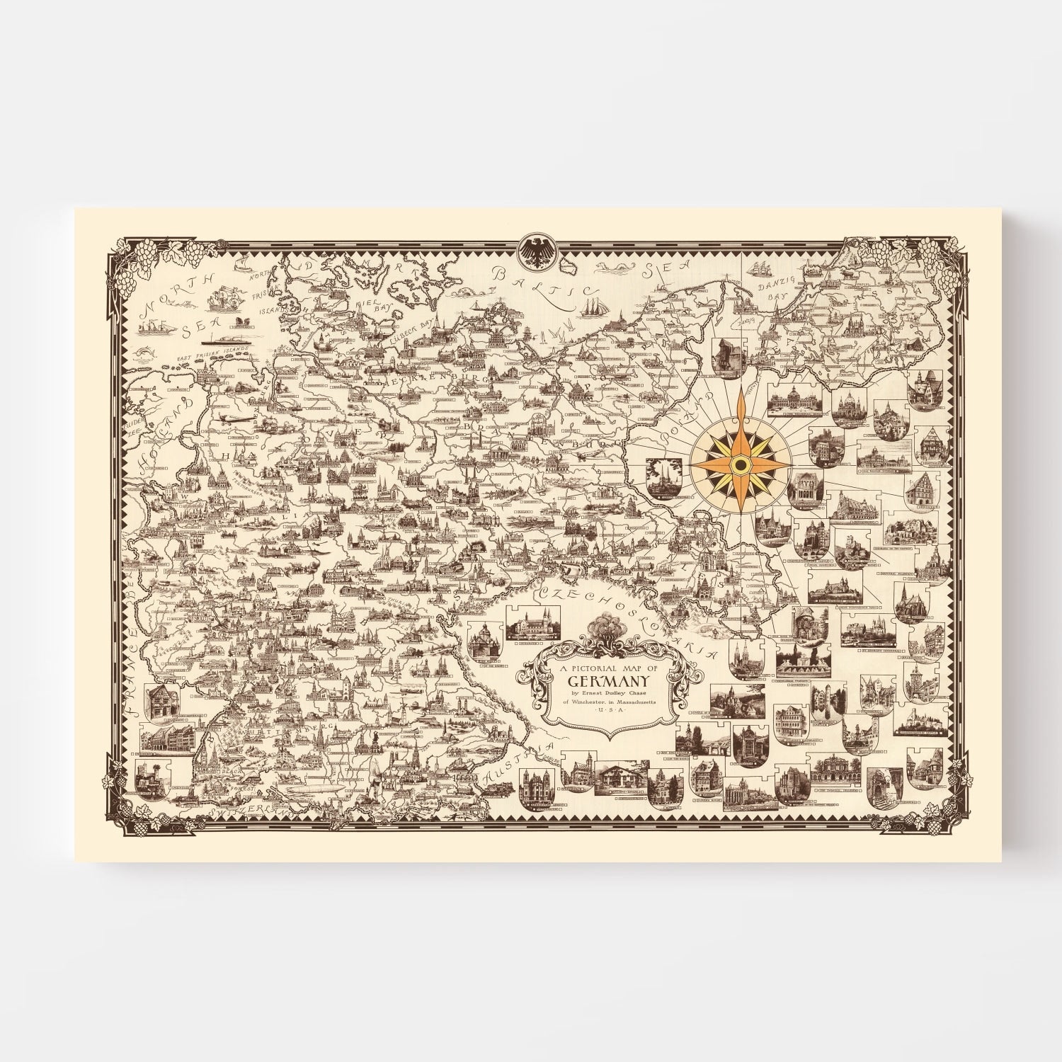 Vintage Map of Germany 1935