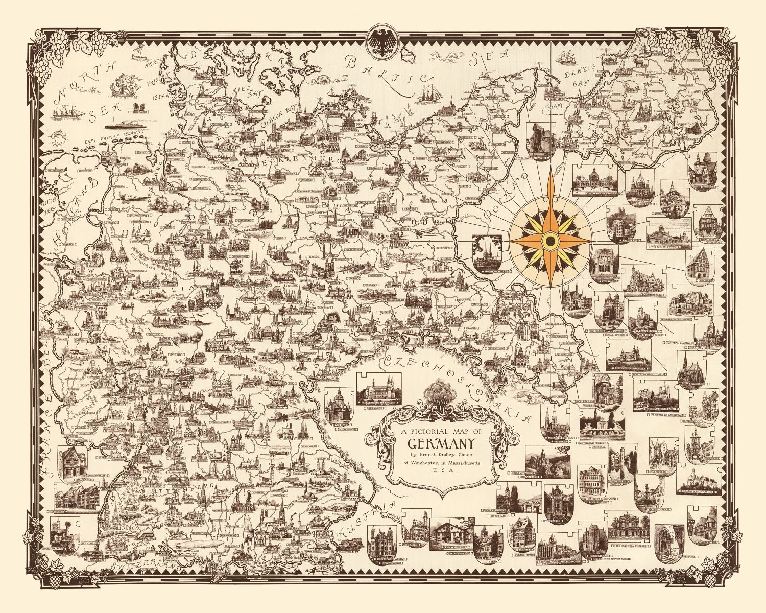 Vintage Map of Germany 1935