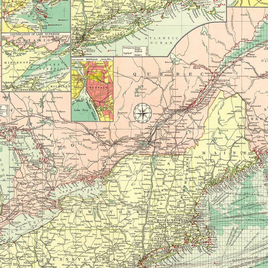 Vintage Map of American Atlantic Ports, 1922