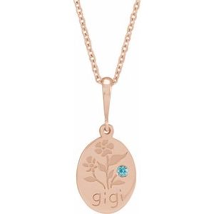 14K Rose Gold Natural Blue Zircon Gigi 16-18" Necklace