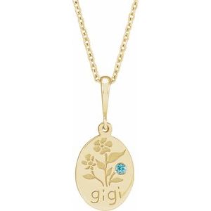 14K Yellow Gold Natural Blue Zircon Gigi 16-18" Necklace