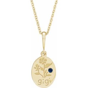 14K Yellow Gold Natural Blue Sapphire Gigi 16-18" Necklace