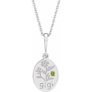 14K White Gold Natural Peridot Gigi 16-18" Necklace