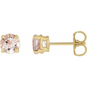 14K Yellow Gold Pink Morganite Earrings