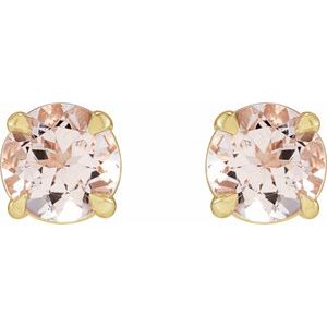 14K Yellow Gold Pink Morganite Earrings – image 2
