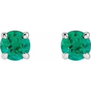 Sterling Silver Lab-Grown Emerald Earrings – image 2