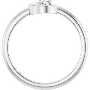 14K White Gold 1/10 CT Natural Diamond Crescent Moon Ring