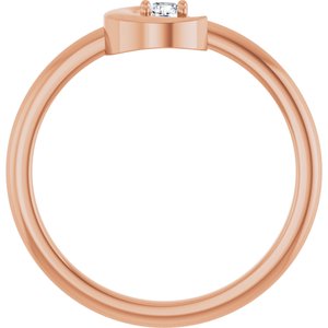 14K Rose Gold 1/10 CT Natural Diamond Crescent Moon Ring