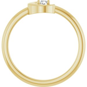 14K Yellow Gold 1/10 CT Natural Diamond Crescent Moon Ring