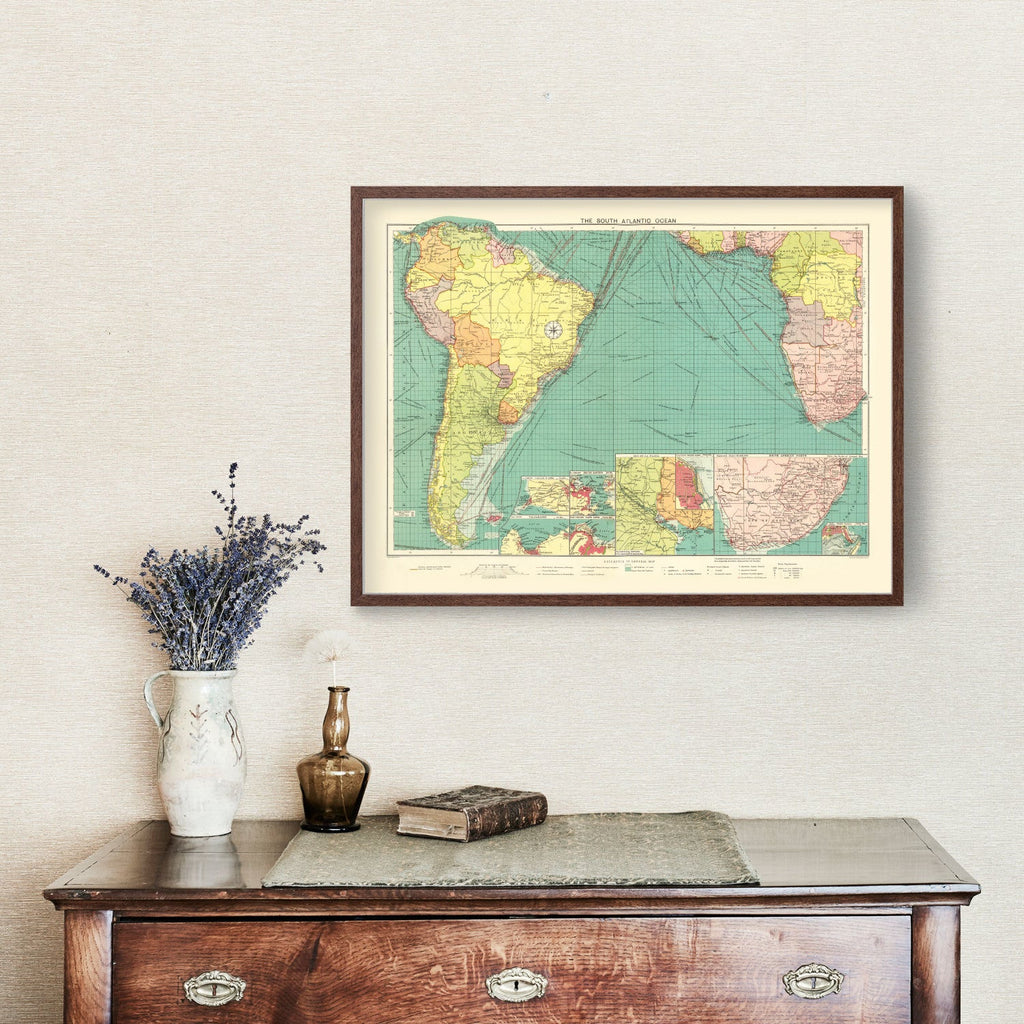 Vintage Map of South Atlantic Ocean, 1922