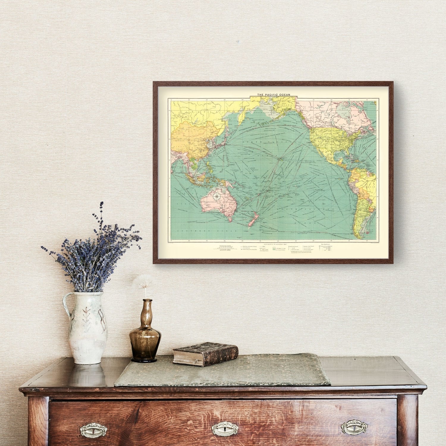Vintage Map of Pacific Ocean, 1922