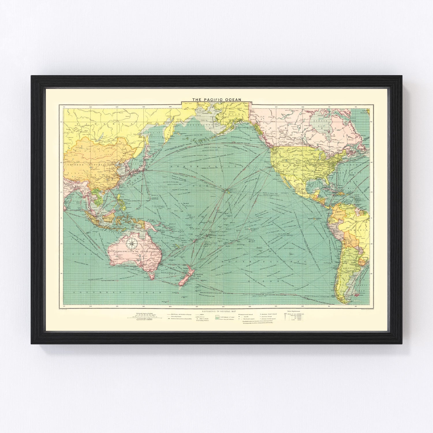 Vintage Map of Pacific Ocean, 1922
